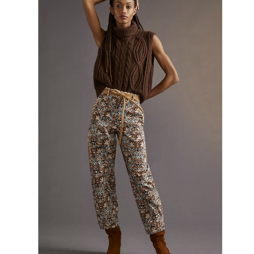 Anthropologie Paisley Corduroy Barrel Pants